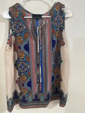 Cynthia Rowley Paisley-Print Sleeveless Top in Blue, Cream & Multi